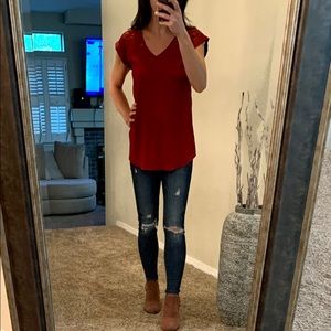 Express red short sleeve blouse
